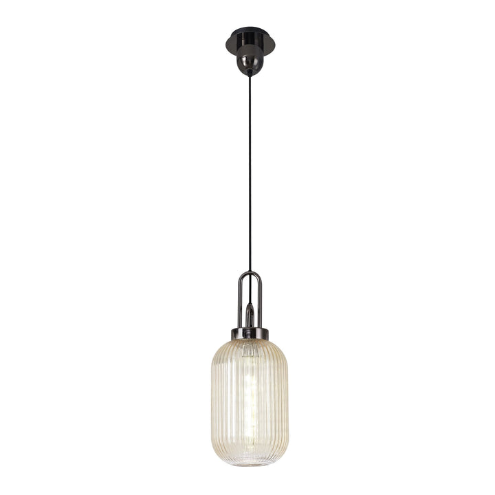 Nelson Lighting NLK05559 Amsterdam  1 Light Pendant Black Chrome Matt Black