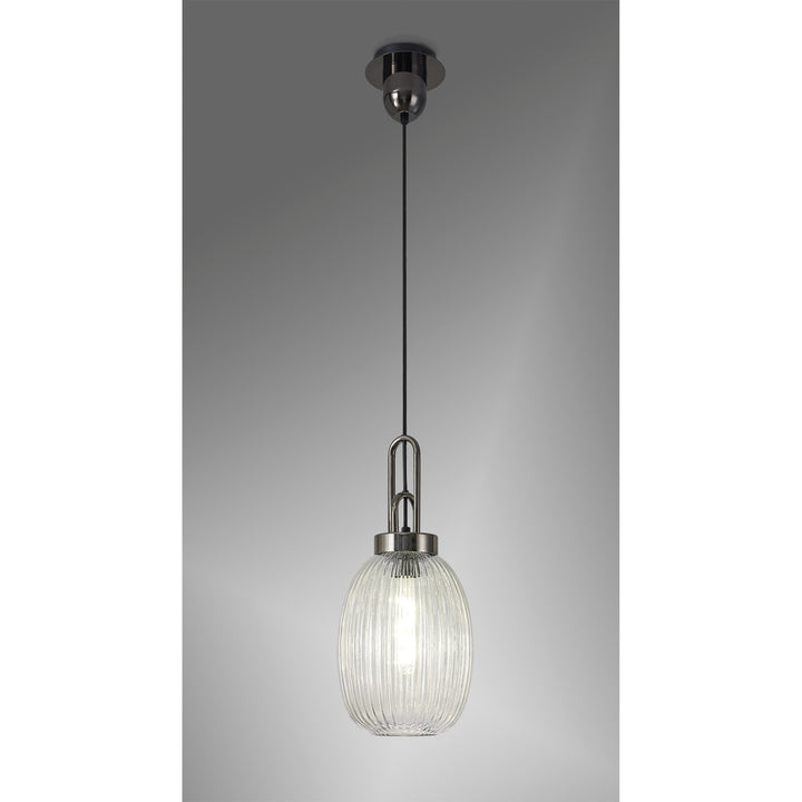 Nelson Lighting NLK05569 Amsterdam 1 Light Pendant Black Chrome Matt Black