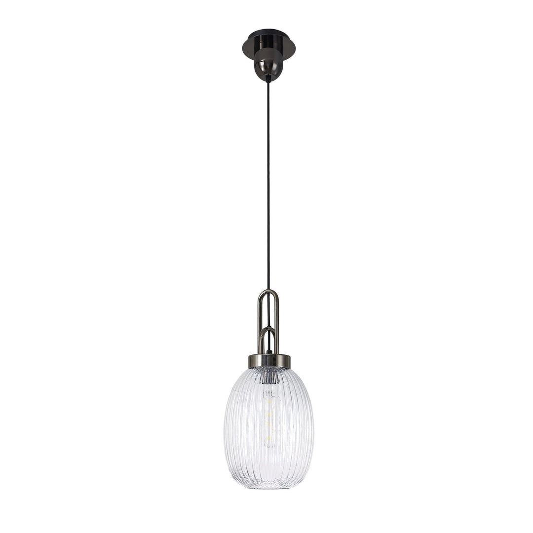 Nelson Lighting NLK05569 Amsterdam 1 Light Pendant Black Chrome Matt Black