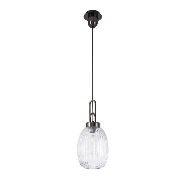 Nelson Lighting NLK05569 Amsterdam 1 Light Pendant Black Chrome Matt Black