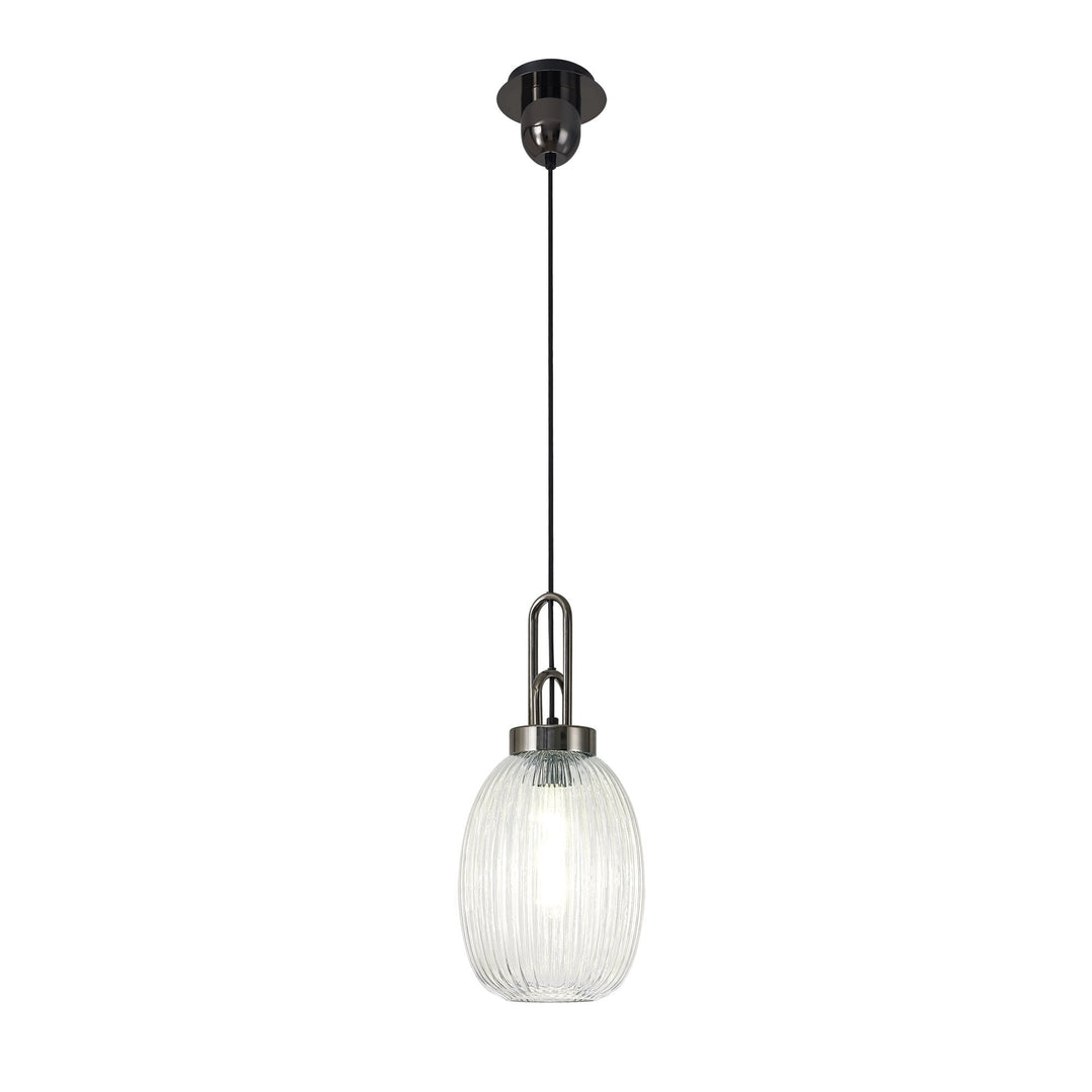 Nelson Lighting NLK05569 Amsterdam 1 Light Pendant Black Chrome Matt Black