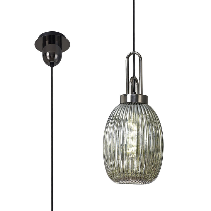 Nelson Lighting NLK05579 Amsterdam 1 Light Pendant Black Chrome Matt Black