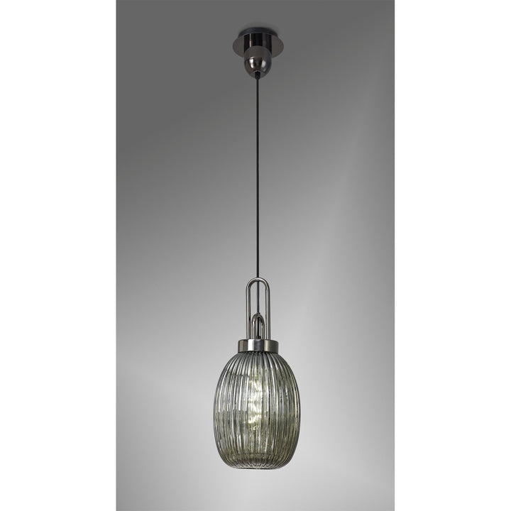 Nelson Lighting NLK05579 Amsterdam 1 Light Pendant Black Chrome Matt Black