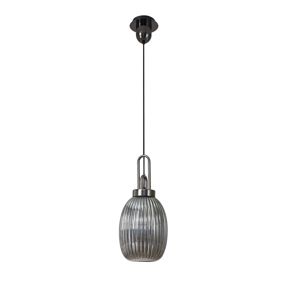 Nelson Lighting NLK05579 Amsterdam 1 Light Pendant Black Chrome Matt Black