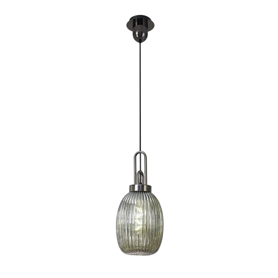 Nelson Lighting NLK05579 Amsterdam 1 Light Pendant Black Chrome Matt Black