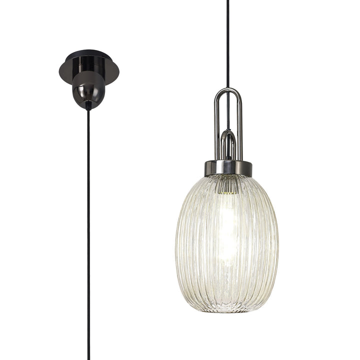 Nelson Lighting NLK05589 Amsterdam 1 Light Pendant Black Chrome Matt Black