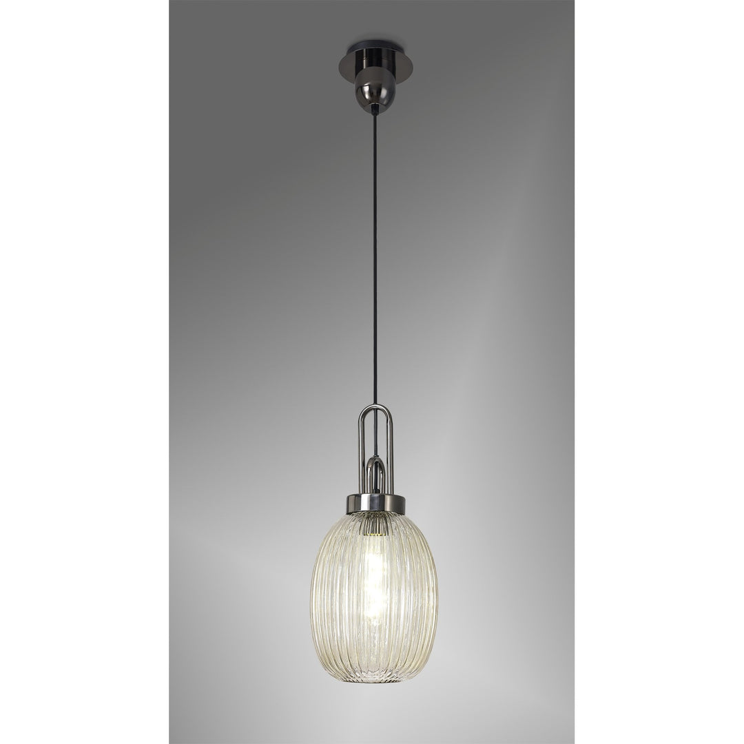 Nelson Lighting NLK05589 Amsterdam 1 Light Pendant Black Chrome Matt Black