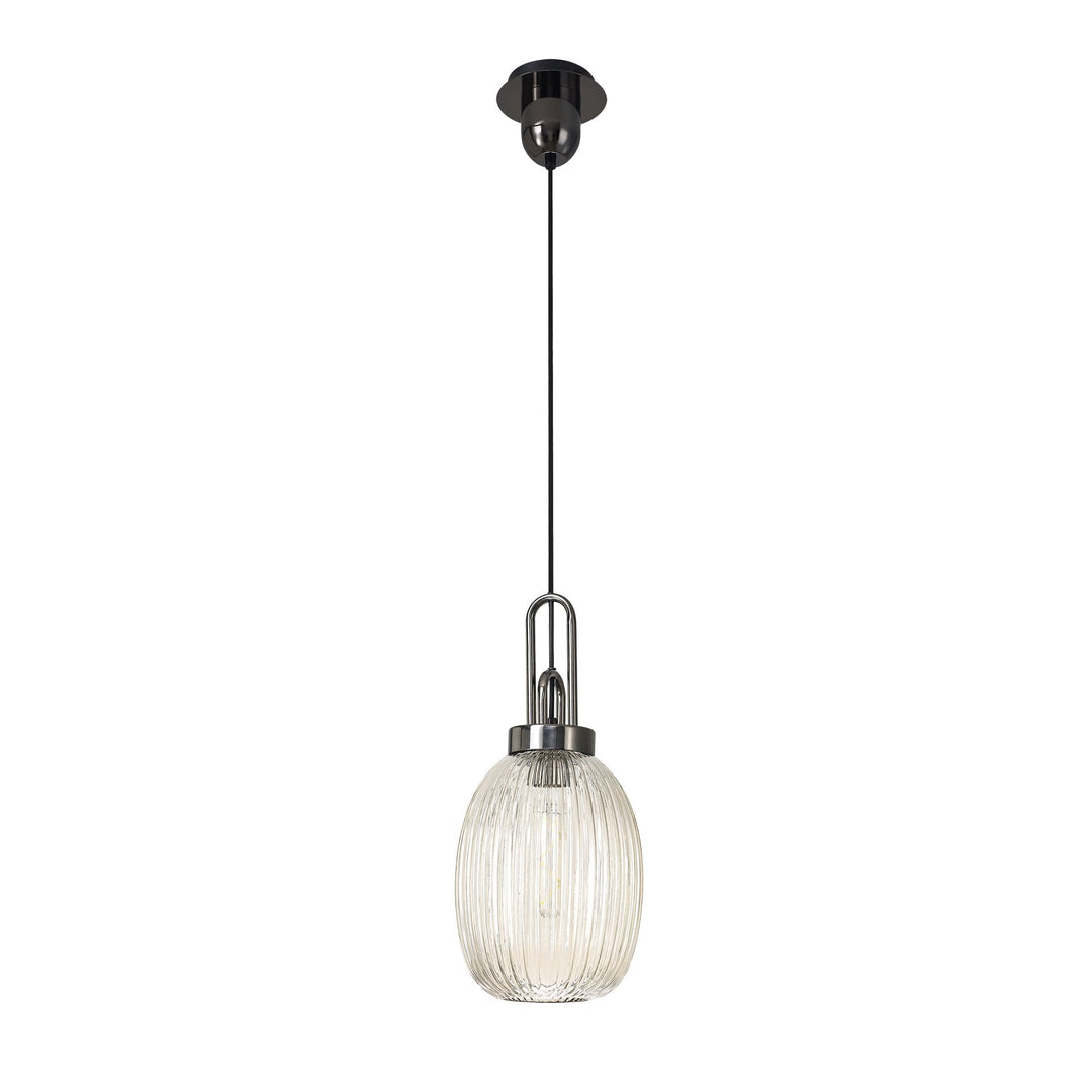 Nelson Lighting NLK05589 Amsterdam 1 Light Pendant Black Chrome Matt Black