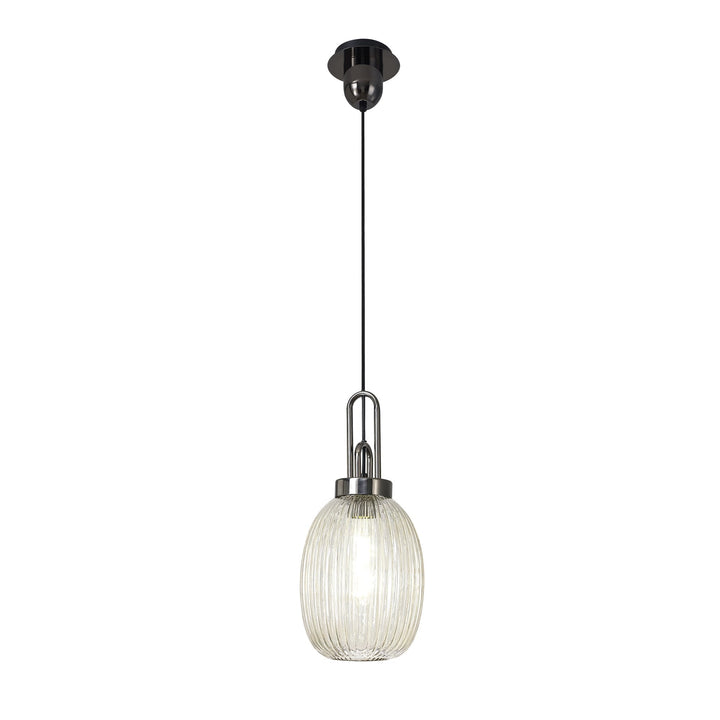 Nelson Lighting NLK05589 Amsterdam 1 Light Pendant Black Chrome Matt Black