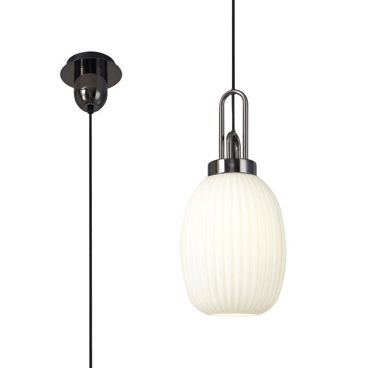 Nelson Lighting NLK05599 Amsterdam 1 Light Pendant Black Chrome Matt Black