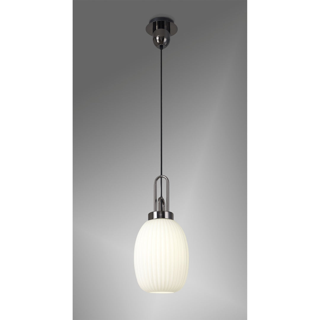 Nelson Lighting NLK05599 Amsterdam 1 Light Pendant Black Chrome Matt Black