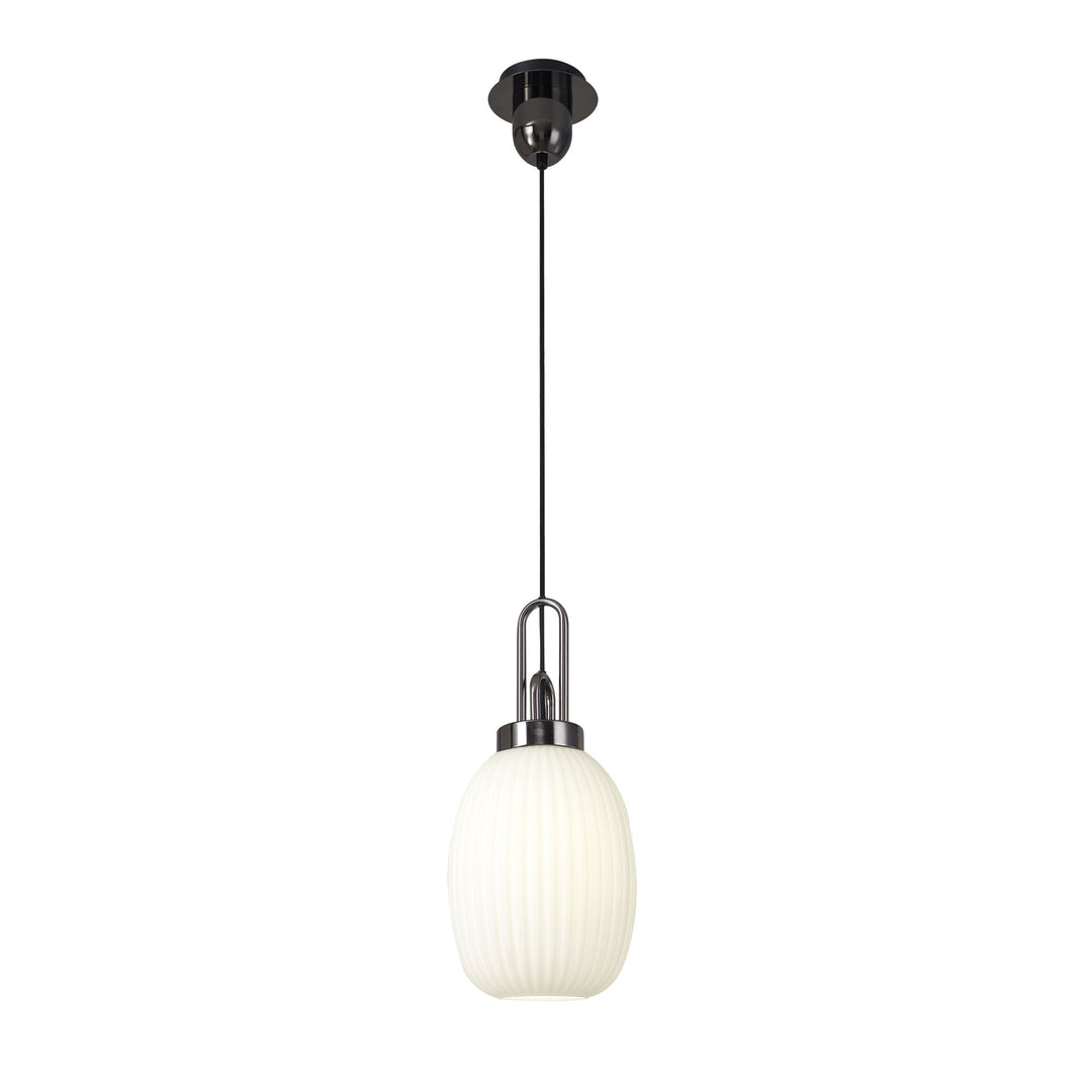 Nelson Lighting NLK05599 Amsterdam 1 Light Pendant Black Chrome Matt Black