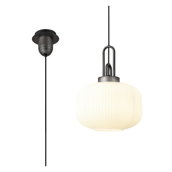 Nelson Lighting NLK05609 Amsterdam 1 Light Pendant Aged Pewter Matt Black