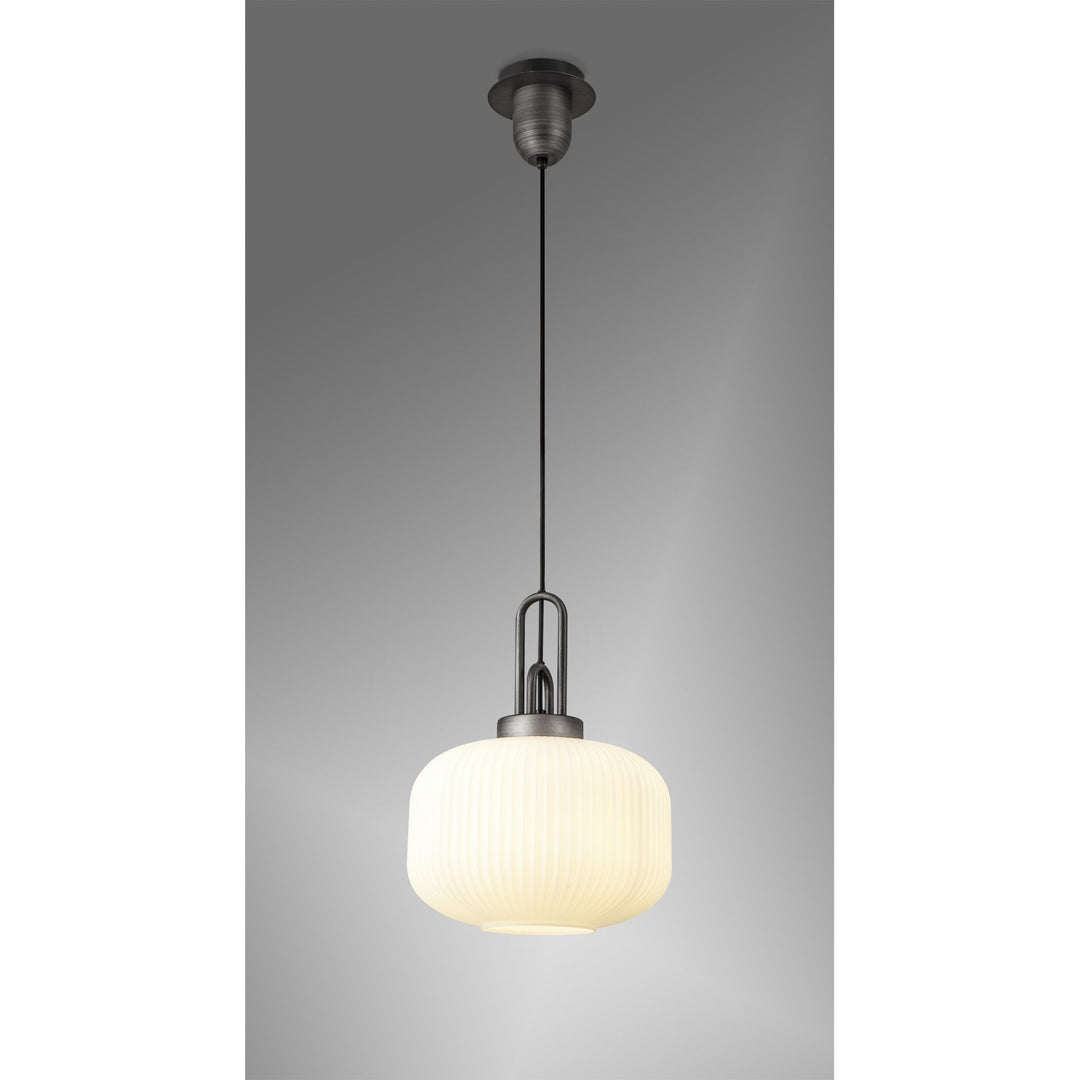 Nelson Lighting NLK05609 Amsterdam 1 Light Pendant Aged Pewter Matt Black