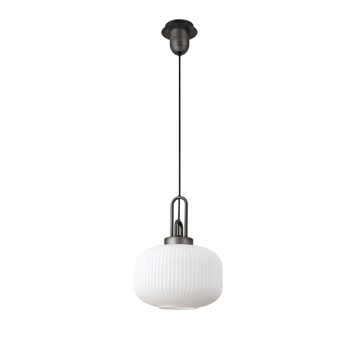 Nelson Lighting NLK05609 Amsterdam 1 Light Pendant Aged Pewter Matt Black