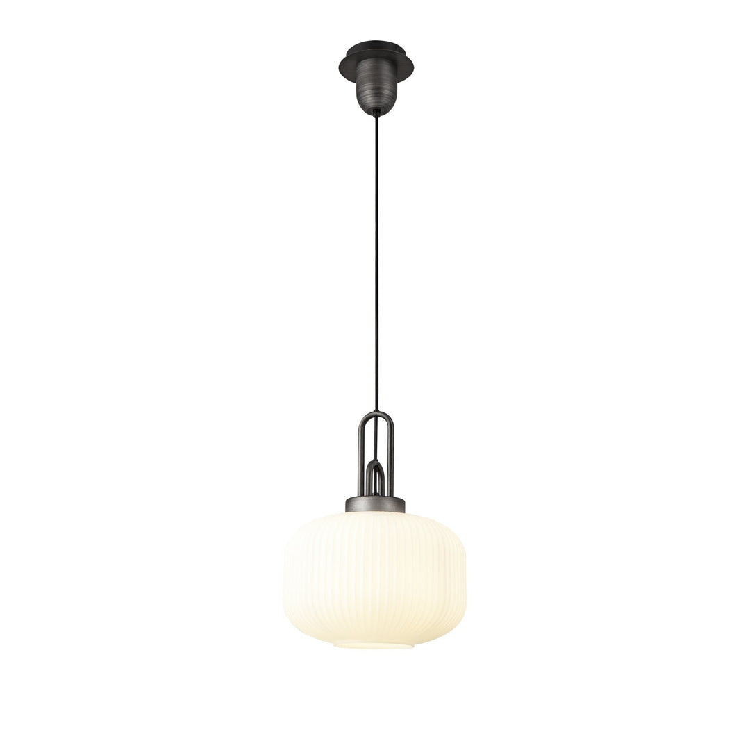 Nelson Lighting NLK05609 Amsterdam 1 Light Pendant Aged Pewter Matt Black