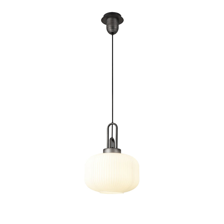 Nelson Lighting NLK05609 Amsterdam 1 Light Pendant Aged Pewter Matt Black