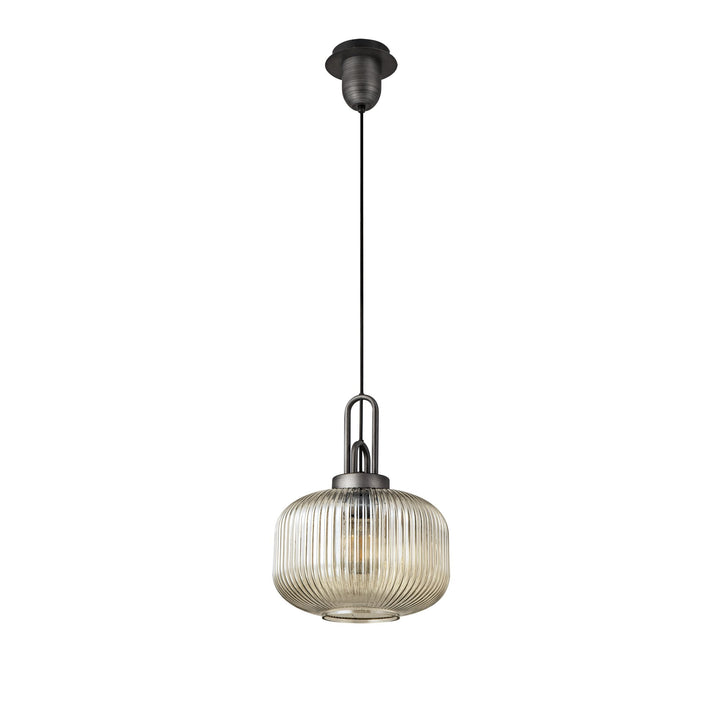 Nelson Lighting NLK05629 Amsterdam 1 Light Pendant Aged Pewter Matt Black