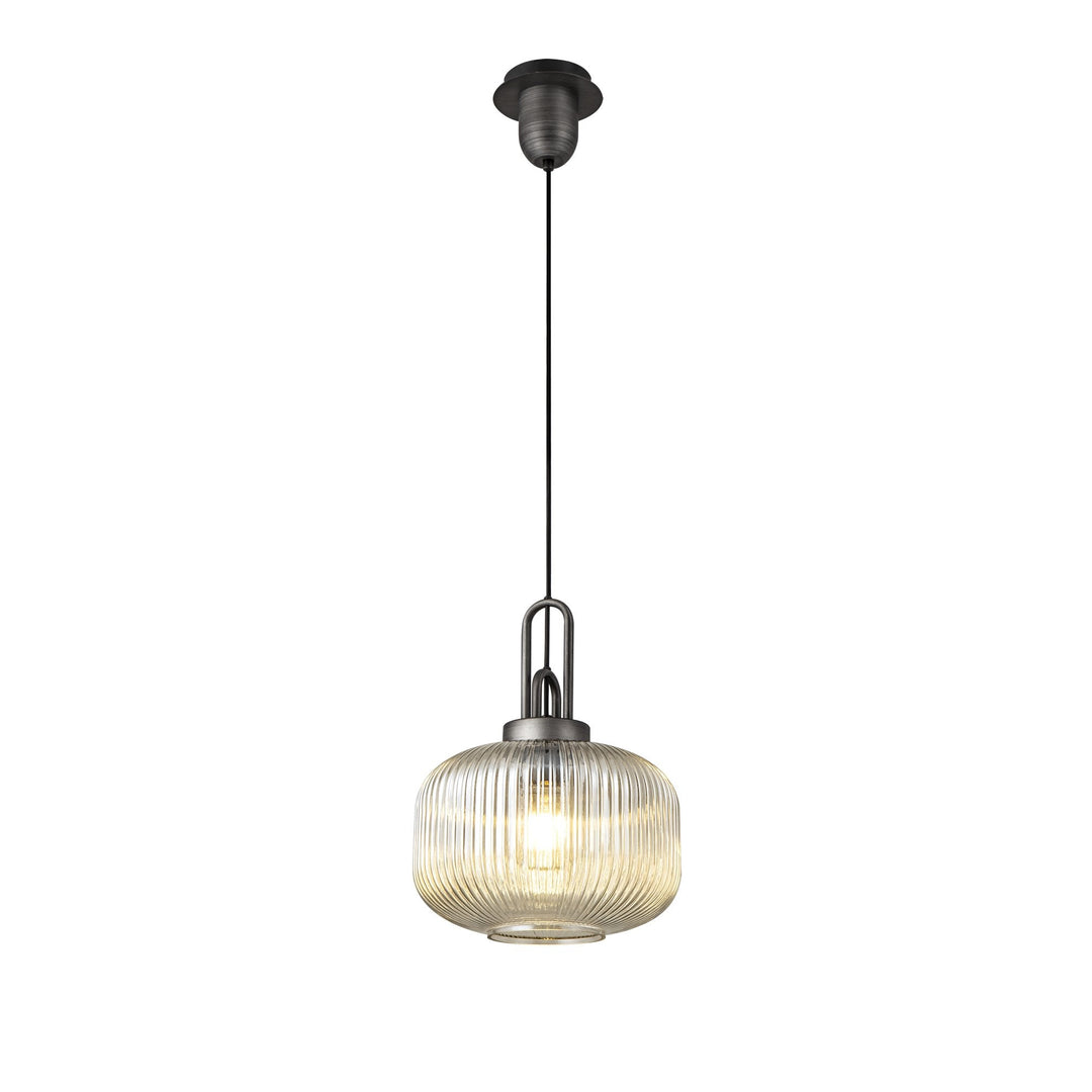 Nelson Lighting NLK05629 Amsterdam 1 Light Pendant Aged Pewter Matt Black