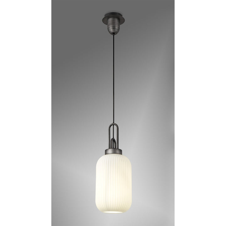 Nelson Lighting NLK05639 Amsterdam 1 Light Pendant Aged Pewter Matt Black