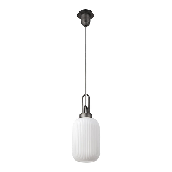 Nelson Lighting NLK05639 Amsterdam 1 Light Pendant Aged Pewter Matt Black