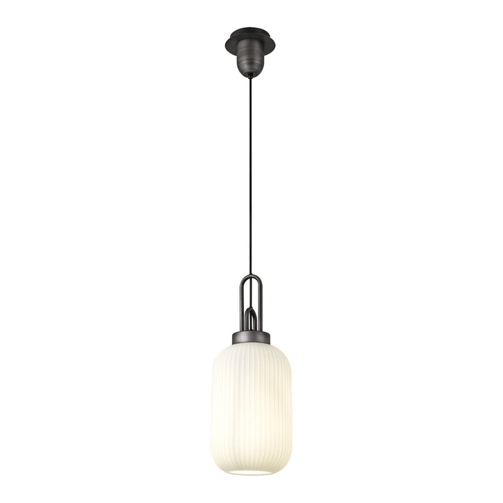 Nelson Lighting NLK05639 Amsterdam 1 Light Pendant Aged Pewter Matt Black