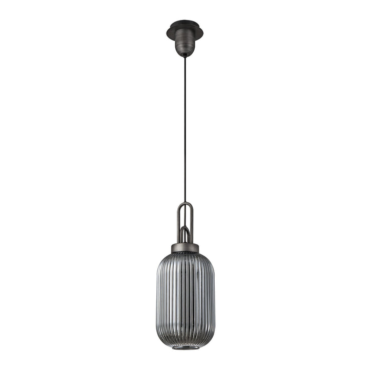 Nelson Lighting NLK05659 Amsterdam 1 Light Pendant Aged Pewter Matt Black