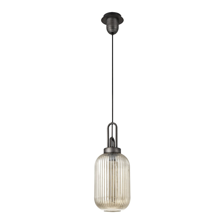 Nelson Lighting NLK05669 Amsterdam 1 Light Pendant Aged Pewter Matt Black