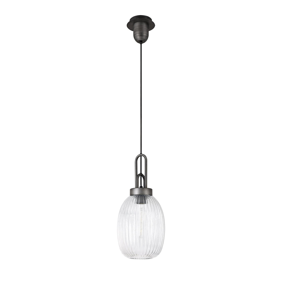 Nelson Lighting NLK05679 Amsterdam 1 Light Pendant Aged Pewter Matt Black