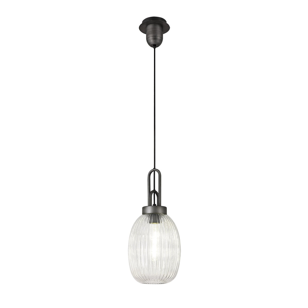 Nelson Lighting NLK05679 Amsterdam 1 Light Pendant Aged Pewter Matt Black