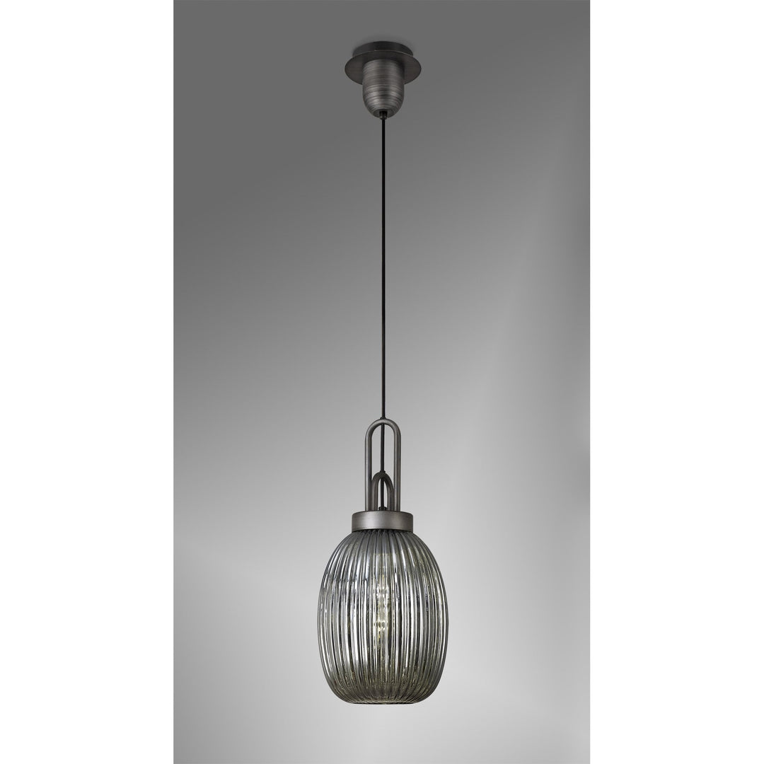 Nelson Lighting NLK05689 Amsterdam 1 Light Pendant Aged Pewter Matt Black