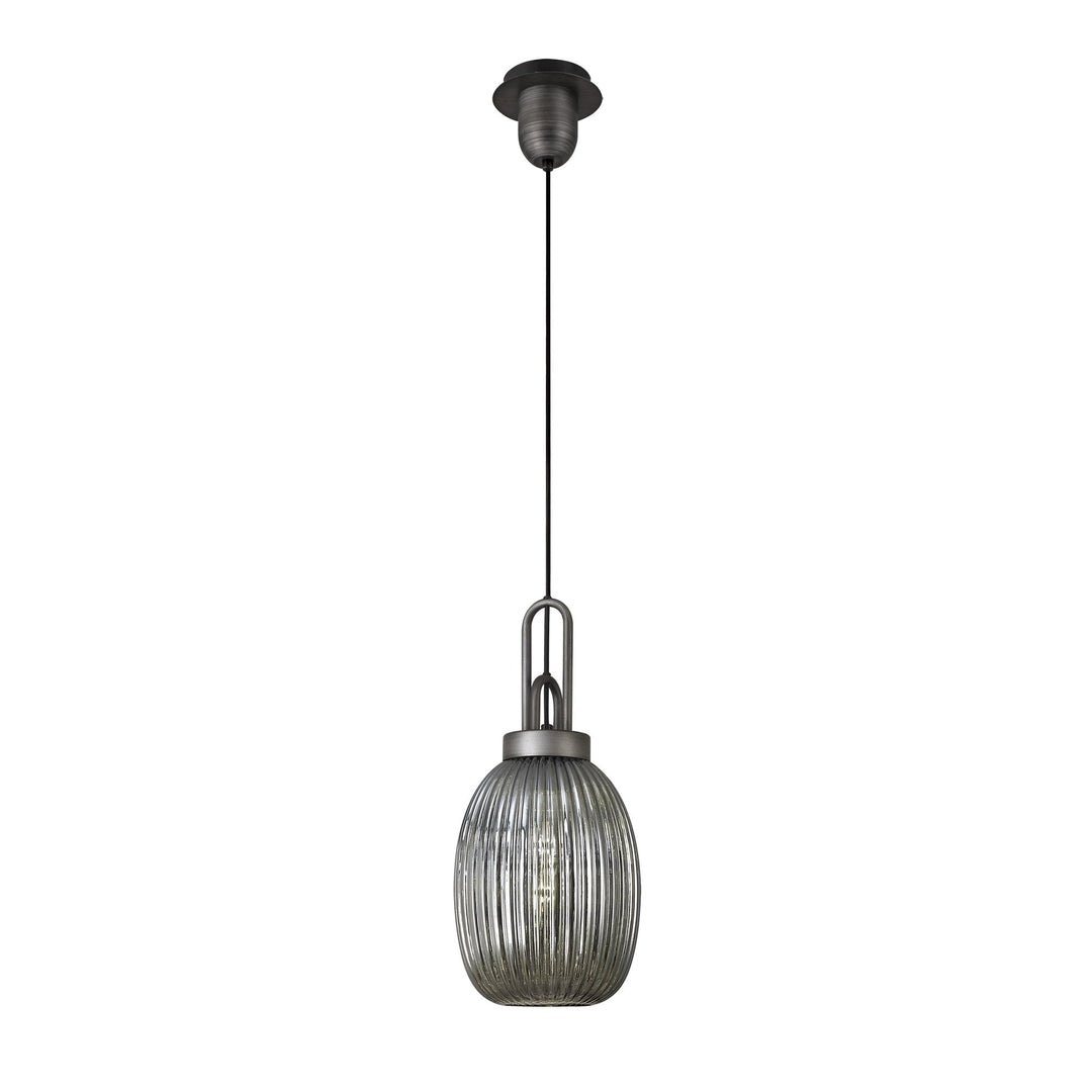 Nelson Lighting NLK05689 Amsterdam 1 Light Pendant Aged Pewter Matt Black