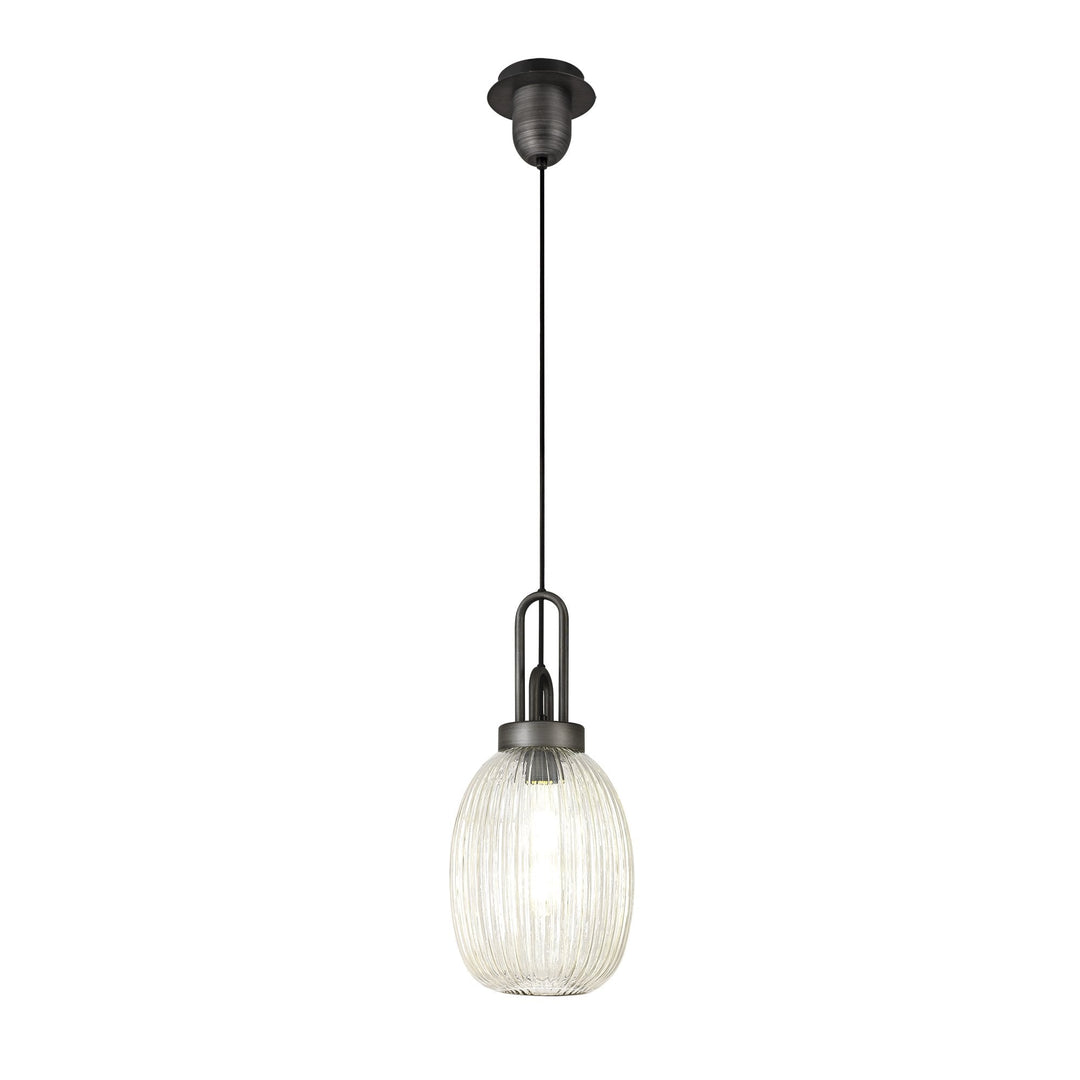 Nelson Lighting NLK05699 Amsterdam 1 Light Pendant Aged Pewter Matt Black