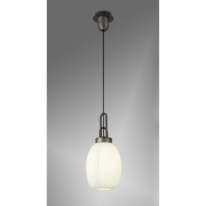 Nelson Lighting NLK05709 Amsterdam  1 Light Pendant Aged Pewter Matt Black