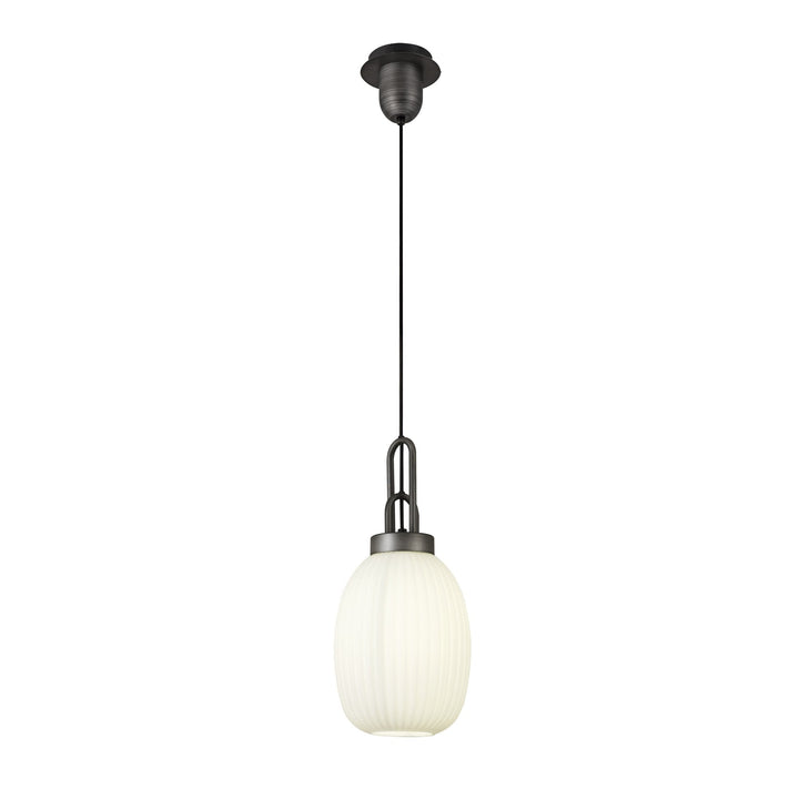 Nelson Lighting NLK05709 Amsterdam  1 Light Pendant Aged Pewter Matt Black