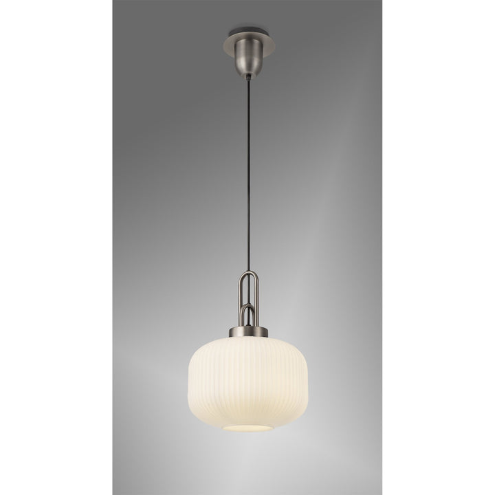 Nelson Lighting NLK05719 Amsterdam 1 Light Pendant Antique Silver Matt Black