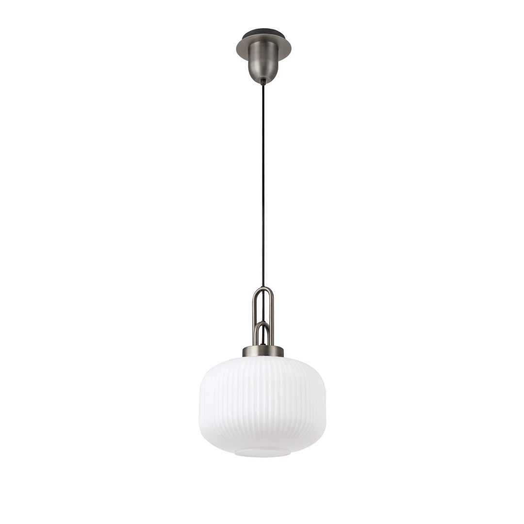 Nelson Lighting NLK05719 Amsterdam 1 Light Pendant Antique Silver Matt Black