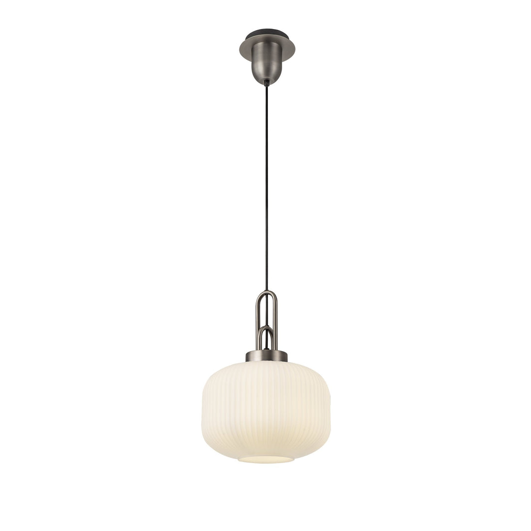 Nelson Lighting NLK05719 Amsterdam 1 Light Pendant Antique Silver Matt Black