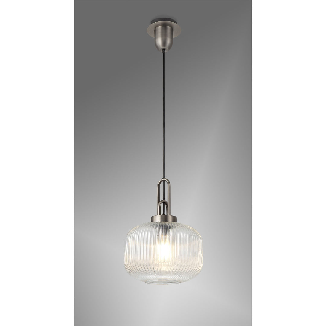 Nelson Lighting NLK05729 Amsterdam 1 Light Pendant Antique Silver Matt Black