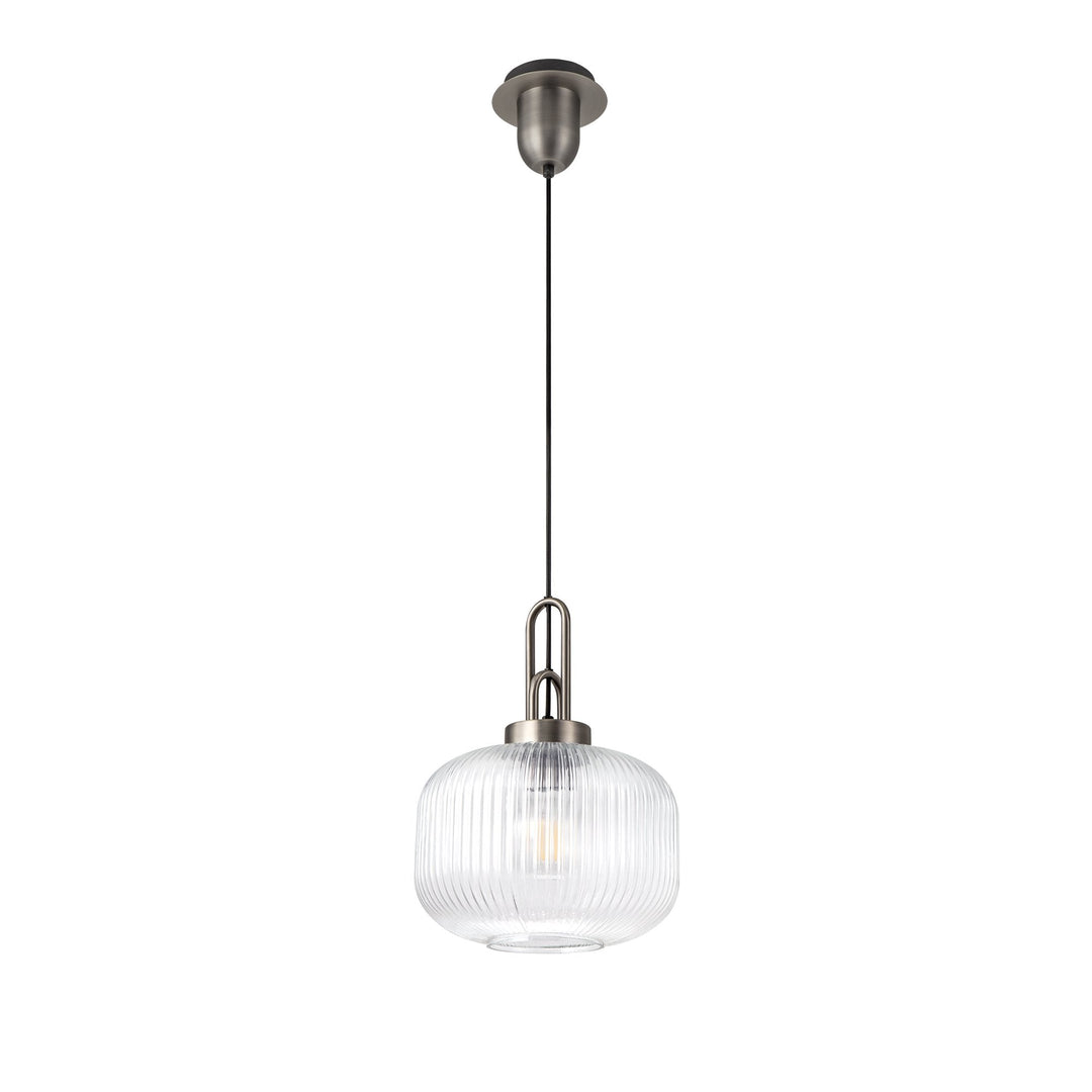 Nelson Lighting NLK05729 Amsterdam 1 Light Pendant Antique Silver Matt Black