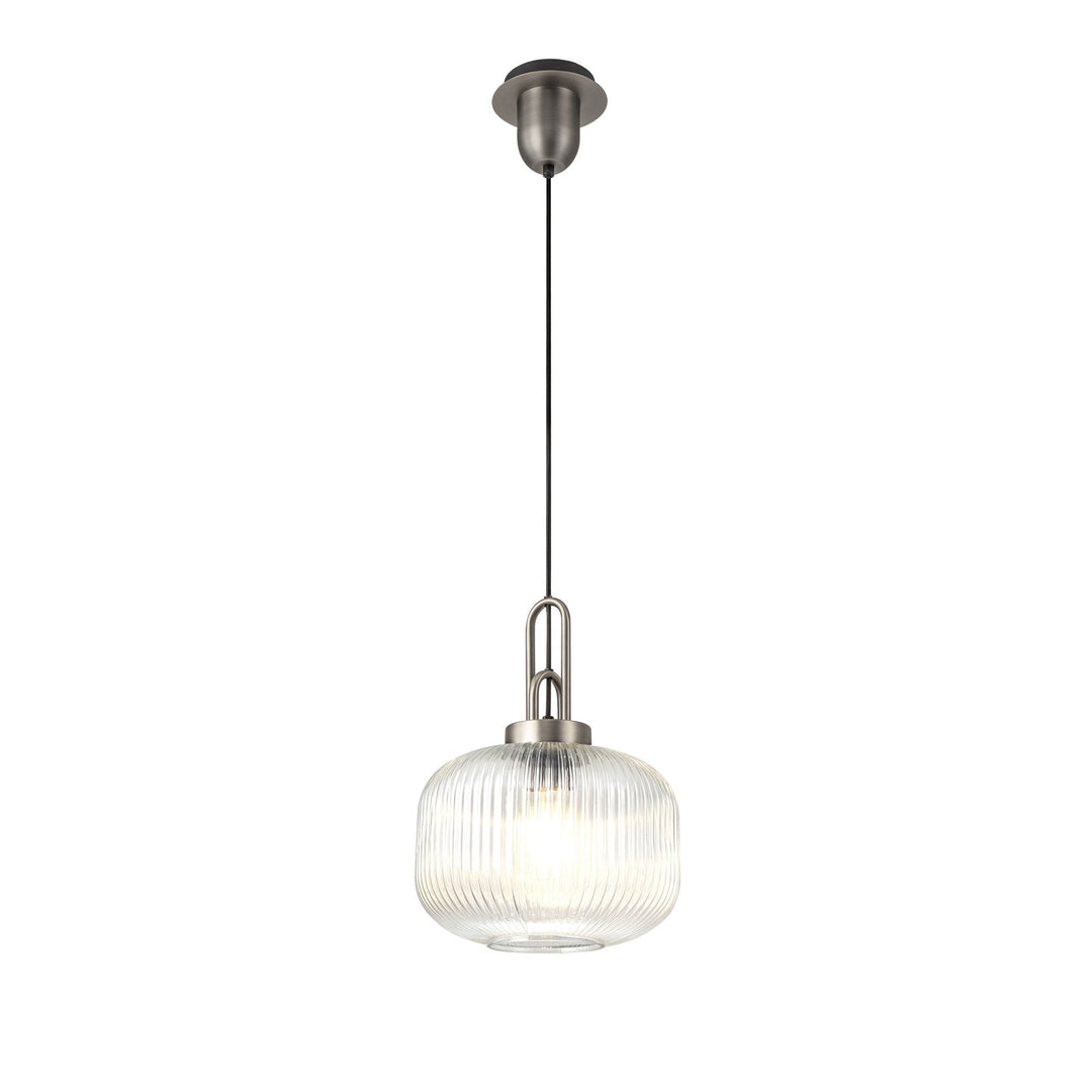 Nelson Lighting NLK05729 Amsterdam 1 Light Pendant Antique Silver Matt Black