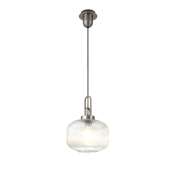 Nelson Lighting NLK05729 Amsterdam 1 Light Pendant Antique Silver Matt Black