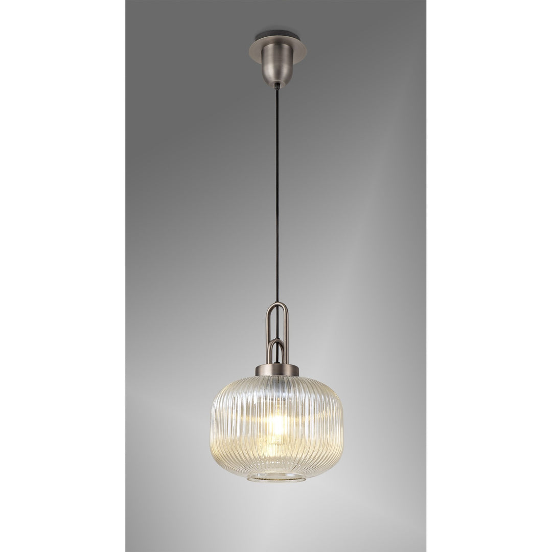 Nelson Lighting NLK05739 Amsterdam  1 Light Pendant Antique Silver Matt Black