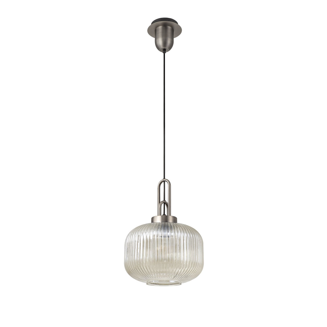 Nelson Lighting NLK05739 Amsterdam  1 Light Pendant Antique Silver Matt Black