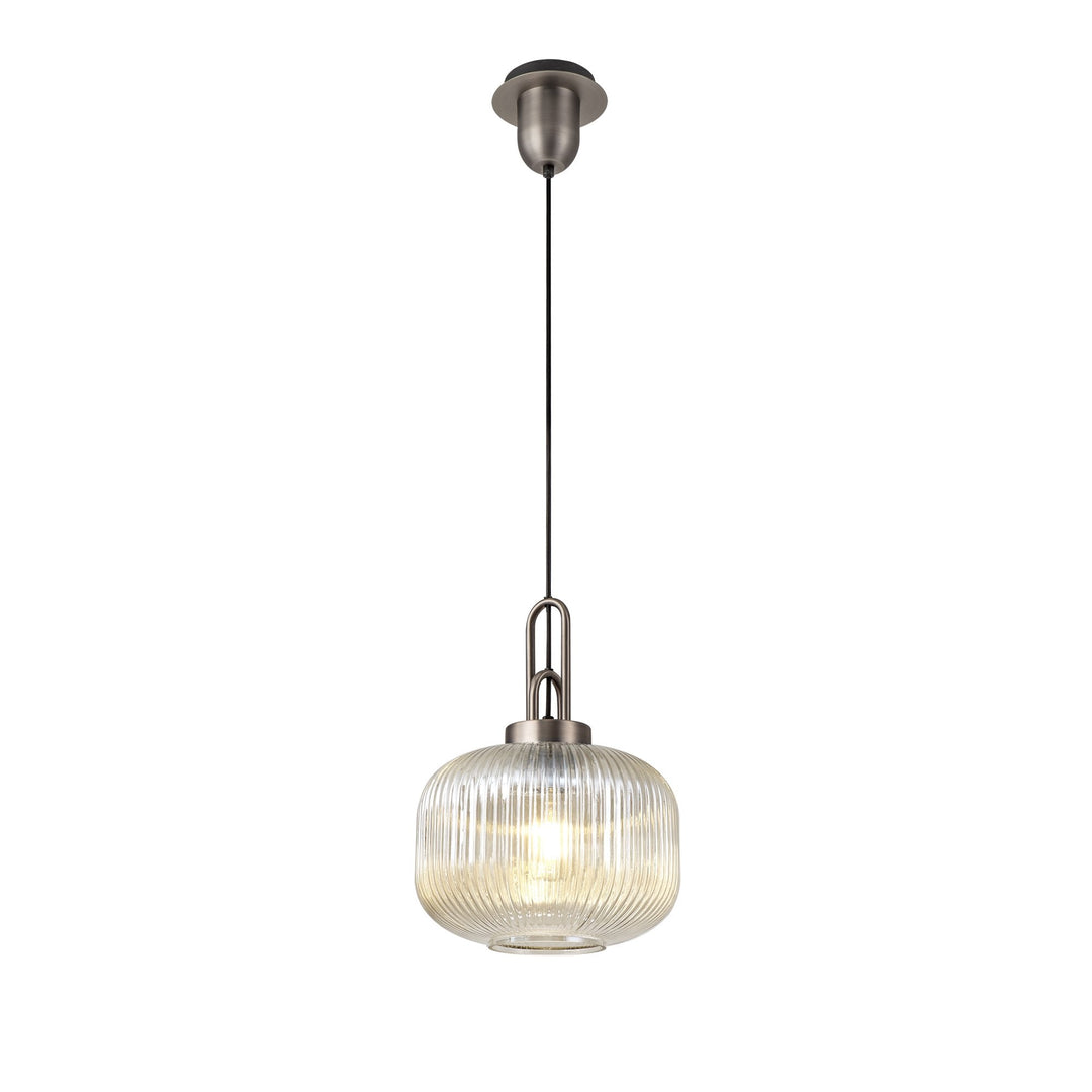 Nelson Lighting NLK05739 Amsterdam  1 Light Pendant Antique Silver Matt Black