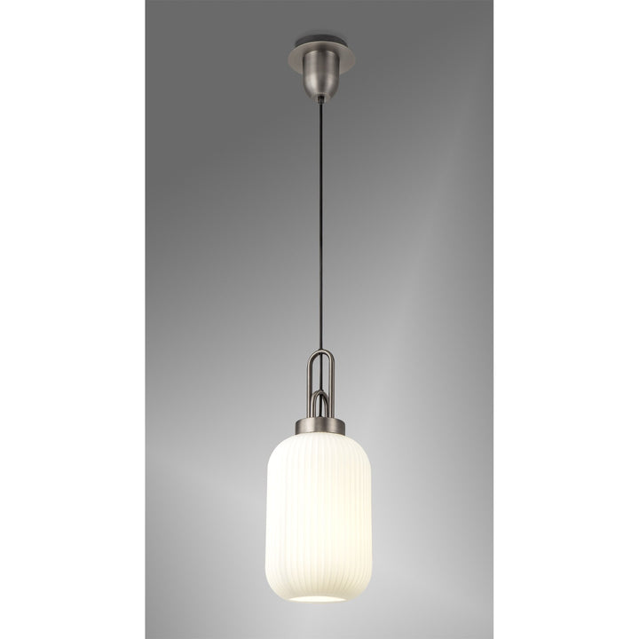 Nelson Lighting NLK05749 Amsterdam 1 Light Pendant Antique Silver Matt Black