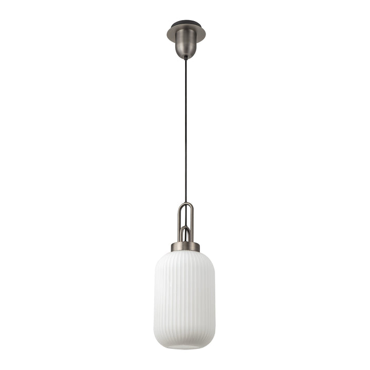 Nelson Lighting NLK05749 Amsterdam 1 Light Pendant Antique Silver Matt Black