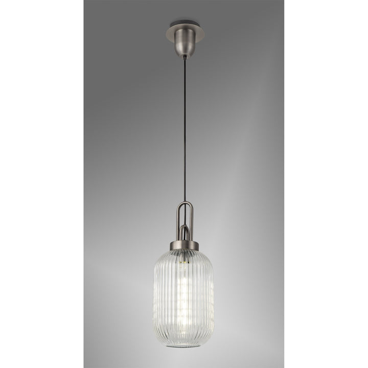 Nelson Lighting NLK05759 Amsterdam 1 Light Pendant Aged Pewter Matt Black