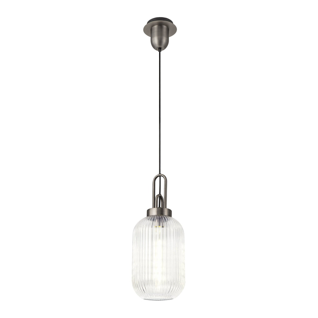 Nelson Lighting NLK05759 Amsterdam 1 Light Pendant Aged Pewter Matt Black