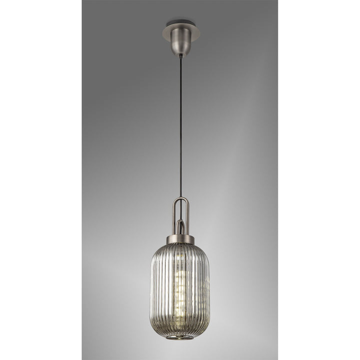 Nelson Lighting NLK05769 Amsterdam 1 Light Pendant Antique Silver Matt Black